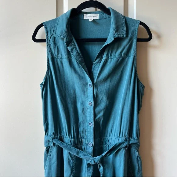 NWT Olive Green Sleeveless Odette Jumpsuit - Size Medium - Picture 5 of 11